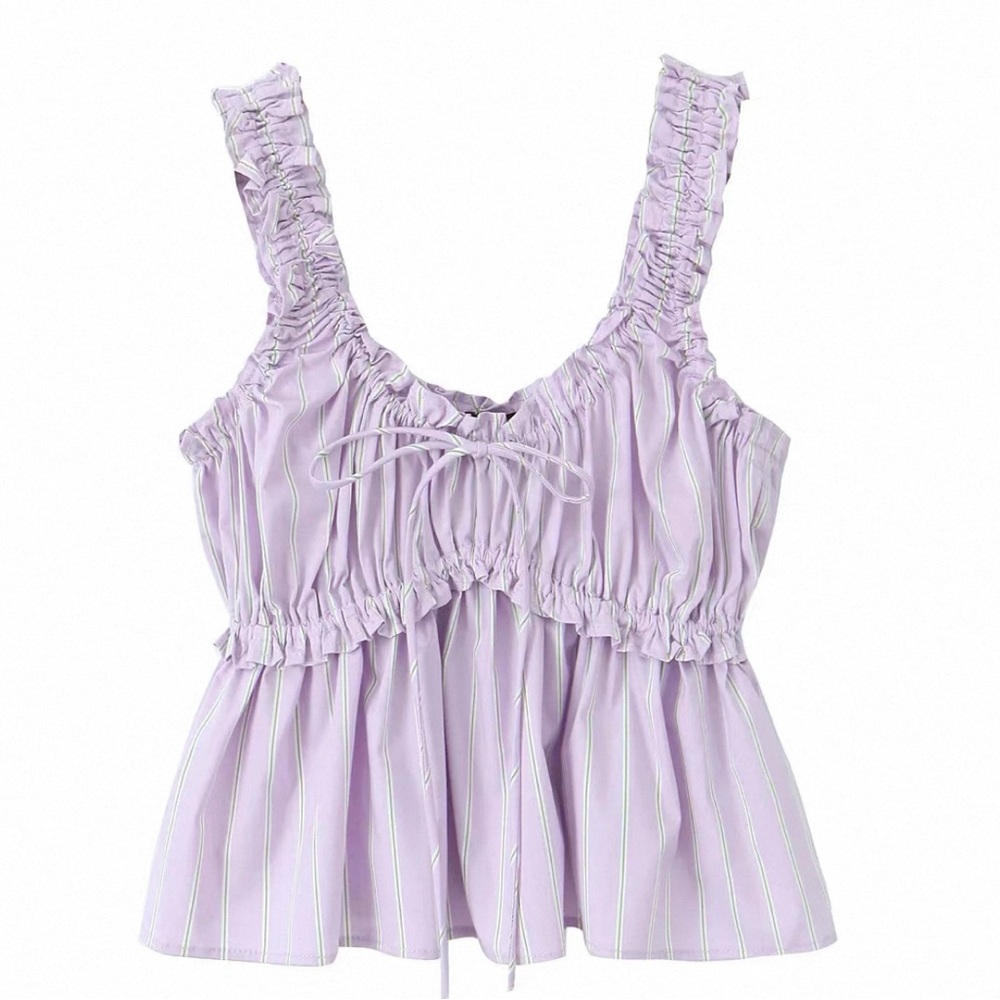 New One size Lavender Ruffle Strap Top
